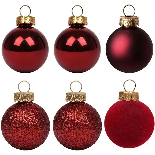 Набір новорічних куль Yes! Fun пластик 8 см 6 шт. бордо (975120)