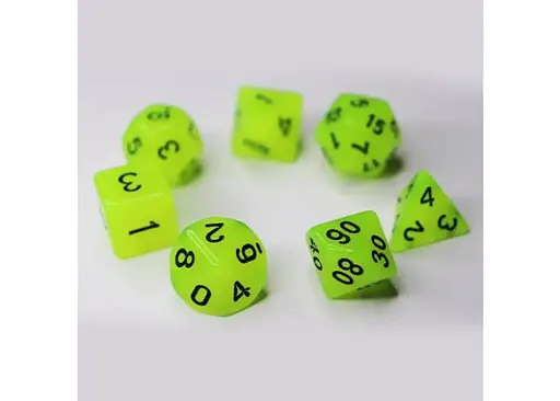 Набор кубиков Glow in the dark 7 Dice Set - Yellow , 7 шт. (g7dglow01) - фото 2