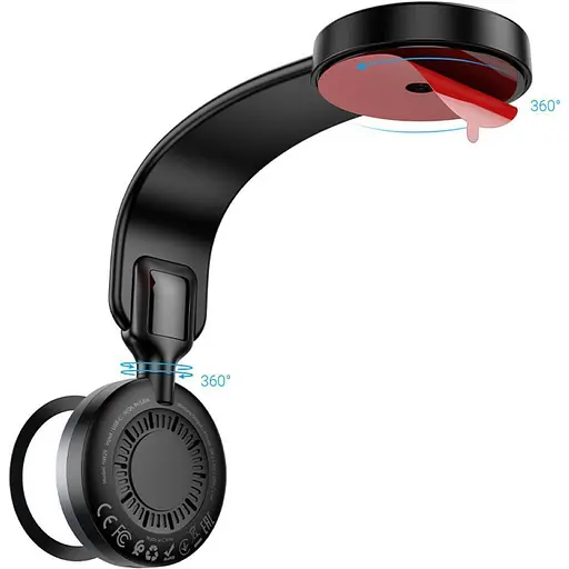 Автотримач із бездротовою зарядкою Hoco HW29 Totem Ring Magnetic Wireless Black Metal Gray (140687) - фото 3