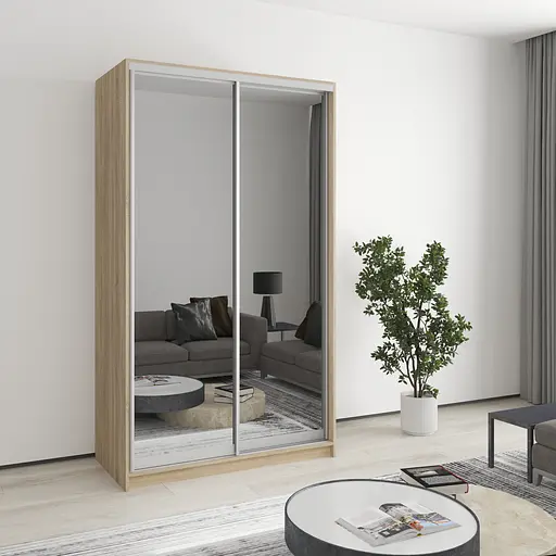 Шафа-купе дводверна MebelStar Уні AL 2 Дзеркала 120x60x210 см Дуб сонома (MBS-2654)