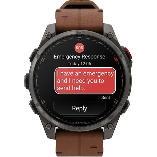 Смарт-часы Garmin Fenix 8 Pro AMOLED Sapphire 47 мм Carbon Gray DLC Titanium with Chestnut Leather Band 010-03198-40 (145040) - фото 2