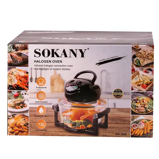 Электрическая галогенная конвекционная печь Sokany SK-560 на 13л с механическим управлением таймер 1400Вт - фото 4