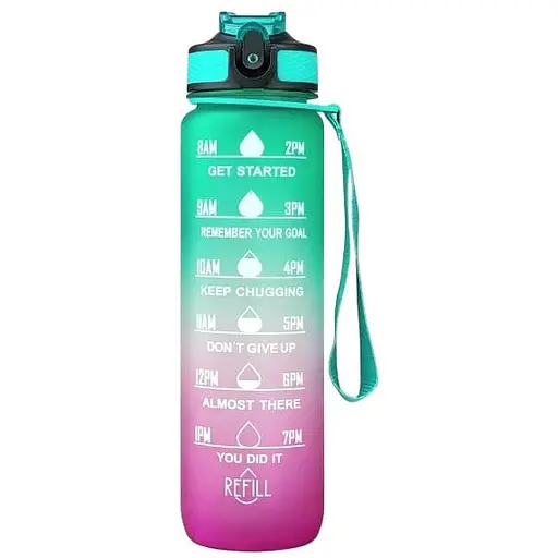 Мотивационная бутылка OldBro для воды со временем без BPA Tritan фитнес спорт прогулка pink Green 1 л