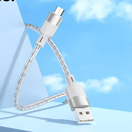 Дата кабель Hoco X99 Crystal Junction USB to MicroUSB (1m) Gray - фото 4