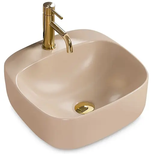 Умивальник Rea Luiza 42 beige mat накладний бежевий матовий REA-U9607 - фото 1