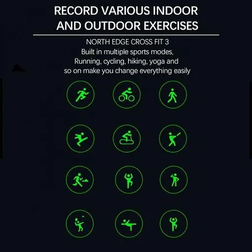 Мужские наручные умные часы North Edge CrossFit GPS с компасом (Black) - фото 9
