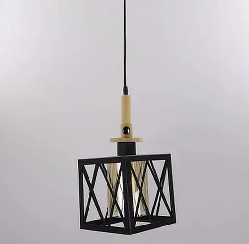 Підвісний світильник з елементами дерева та метала Line.F Колір плафона Янтарний - фото 2