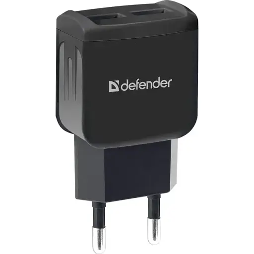 Мережевий зарядний пристрій Defender UPC-21, чорний, 2xUSB, 2.1A, 5V, кабель microUSB - фото 1