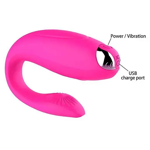 Вибратор для пар 10 режимов вибрации точка G клитор силикон USB зарядка фуксия - фото 3