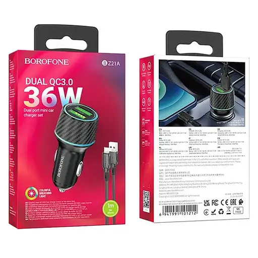 Зарядное устройство Borofone BZ21A Micro QC3.0 36W 2 x USB/3.0 A - фото 4