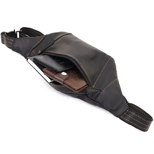 Стильна сумка-бананка для чоловіків із натуральної вінтажної шкіри SHVIGEL 34х12х4 см sum0027508 - фото 17