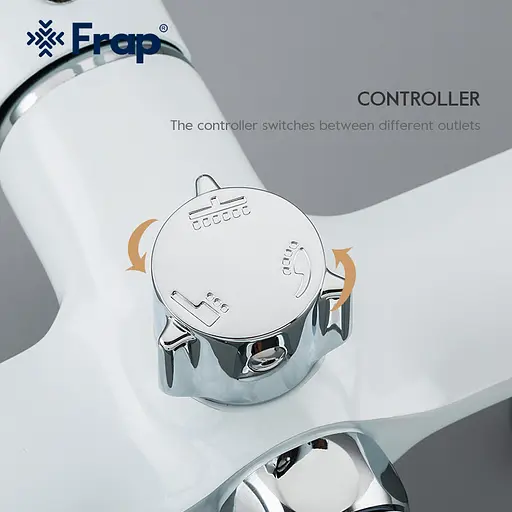 Душова система Frap F2449, поворотний вилив - перемикач на лійку, 3 режими, білий/хром - фото 3