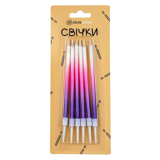 Свечи для торта омбре 6 шт 11 см