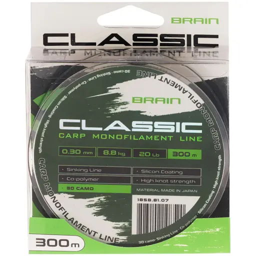 Волосінь Brain Classic Carp Line 3D (ca мo) 300 м 0.30 мм 20 lb 8.8 кг - фото 2