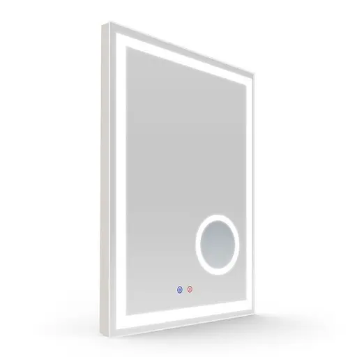 Дзеркало прямокутне 60*80см, з підсвічуванням, диммером, підігрівом дзеркала, з лінзою 5x Volle 16-13-600M, Білий матовий - фото 3