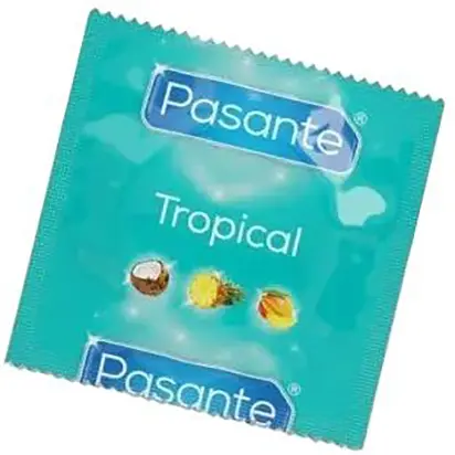 Презервативи Pasante Tropical зі смаком тропічних фруктів в асортименті