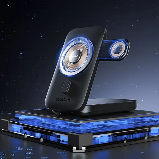 Повербанк с подставкой 10000mAh Choetech B750 Black QC3.0 PD3.0 беспроводная зарядка смартфонов и Apple Watch (43-00133) - фото 9