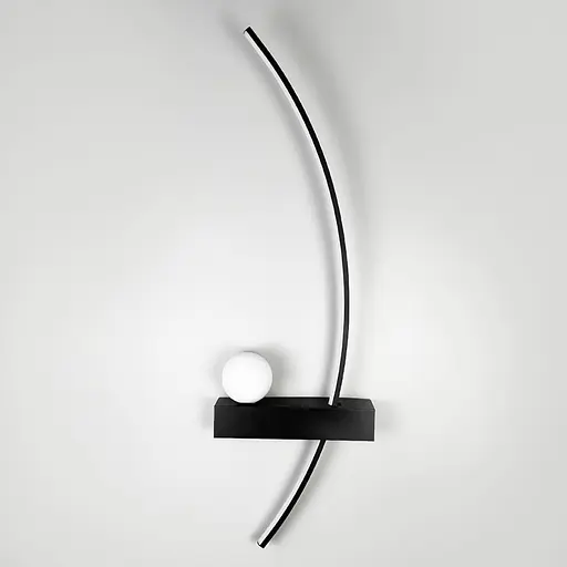 Черное дуговое бра с белым плафоном в правом корпусе 80 см Line F Арт. WJ113/800 R BK (правий) - фото 3