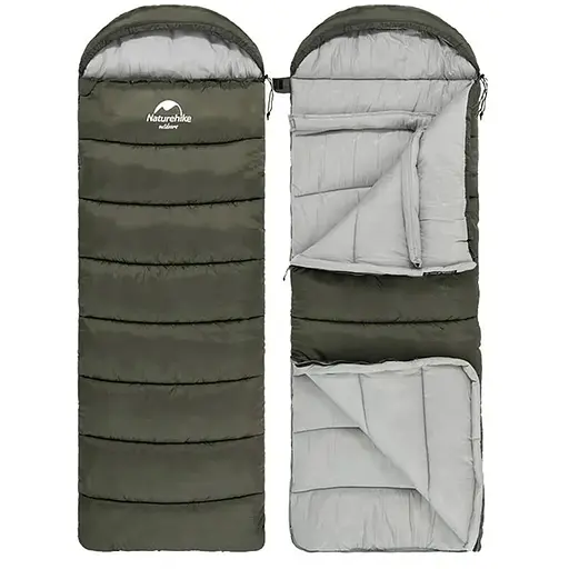 Спальник с капюшоном Naturehike U150 NH20MSD07, (11°C), правый, зеленый