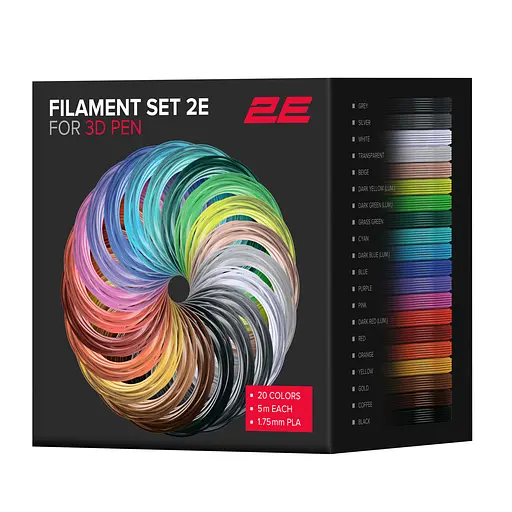 Картридж для 3D ручки PLA 1.75мм 20шт микс 5м 2E teh0015795 - фото 4