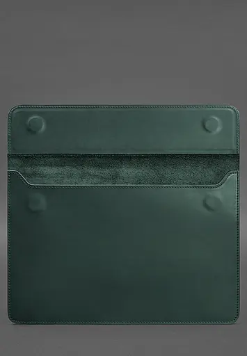 Кожаный чехол-конверт BlankNote на магнитах для MacBook Pro 16" Зеленый Crazy Horse - фото 3