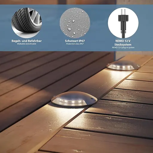 Светодиодный наземный светильник маркер пути BUNDA для наружного использования IP67 алюминий круглый 70 мм - фото 4