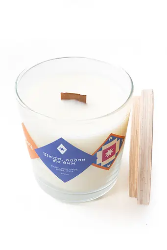 Шкіра, ладан та дим 350 мл, 45 год Великі (350мл) Соєвий віск 45 годин - фото 2