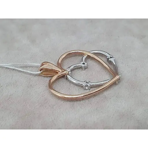 Золотая подвеска ЮЗ "Багет" Сердце с бриллиантами. 3041516 - фото 3