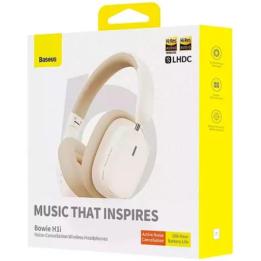 Бездротові навушники Baseus Bowie H1i з шумопоглинанням white - фото 7