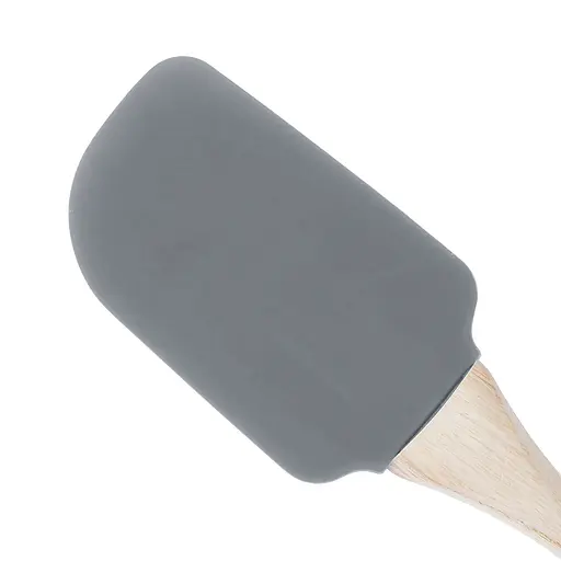 Лопатка силіконова кухонна з дерев'яною ручкою 22.5 см, Profsil Сірий 87192 - фото 3