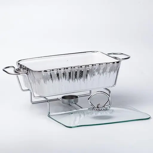 Марміт настільний прямокутний Yiwu HP1019 термостійкий скляний посуд з підігрівом 35см - фото 5