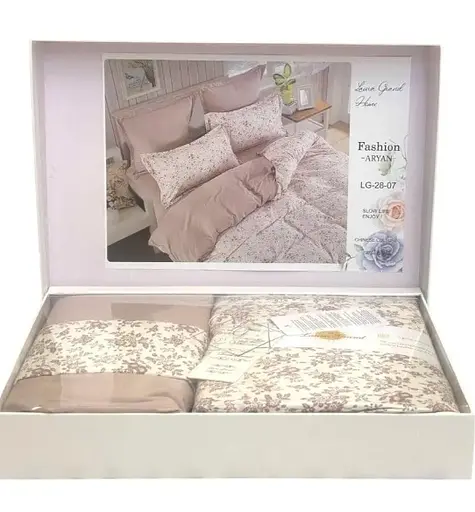 Постільна білизна сатин Laura-Grand 17 євро комплект з 4 наволочками Рожевий з визерунками - фото 2