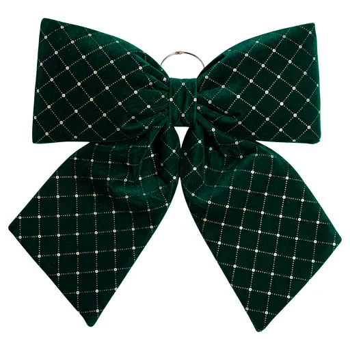 Оксамитовий бант для декору Yiwu зі стразами та візерунком на ялинку 45×50 (см) Зелений CR-2-18