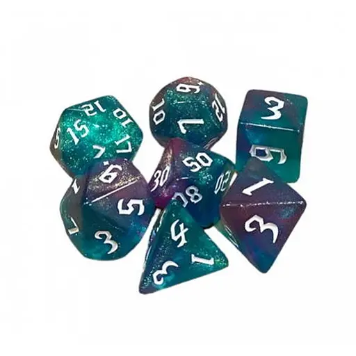 Набір кубиків Double Color Glitter 7 Dice Set - Aqua-Purple , 7 шт. (g7dglitdc02) - фото 1