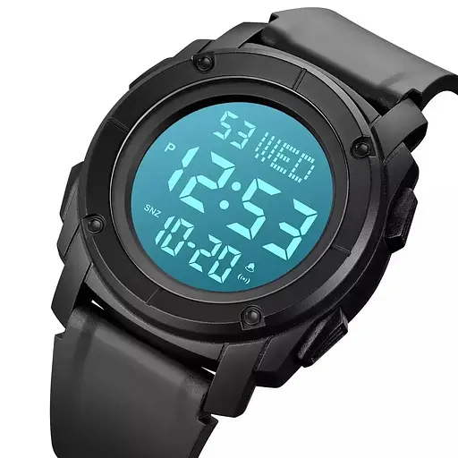 Мужские спортивные наручные часы Skmei 1853 (Черные с белым циферблатом) - фото 2