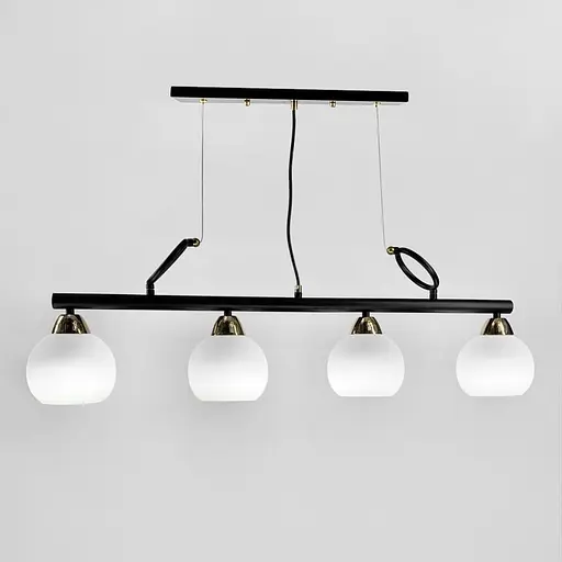 Видовжена люстра Лофт на 4 білих плафони | Line F | Арт. YQ307/4 AB+BK+WT - фото 1