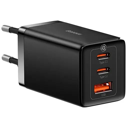 Адаптер сетевой Baseus C to C cable GaN5 Pro Fast Charger 3 порта 65 W черный - фото 1