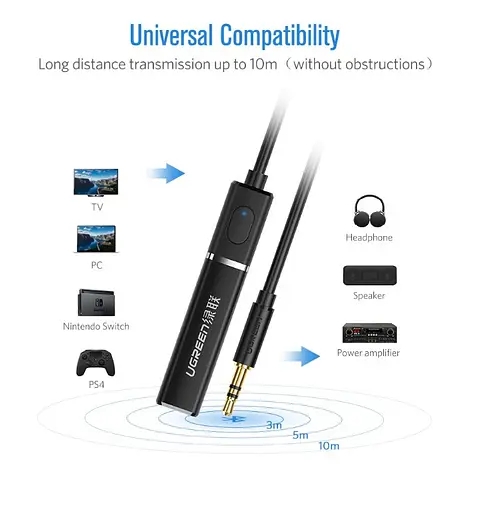 Bluetooth-адаптер Ugreen CM107 Bluetooth 5.0 TV Transmitter 3,5 мм mini-jack (40761) - фото 2