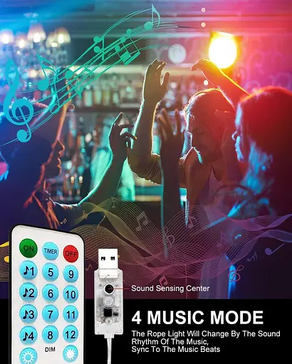 Світлодіодні мотузкові ліхтарі KALAHOL 10M 100, вуличні мотузкові ліхтарі з живленням від USB, 12 режимів - фото 2