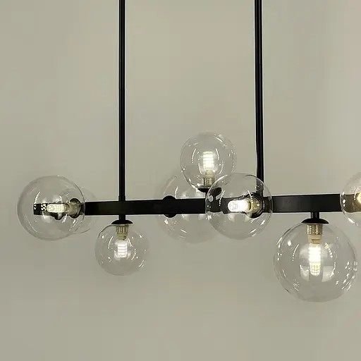 Удлиненная черная люстра-молекула на 8 плафонов 75 см | Ст. AT 32/8L BK+CL | Line F - фото 2