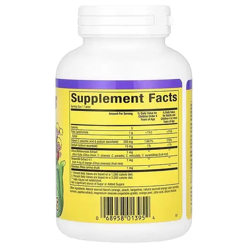 Витамин C для детей 250 мг вкус апельсина Chewable Vitamin C Natural Factors 90 жевательных таблеток - фото 2