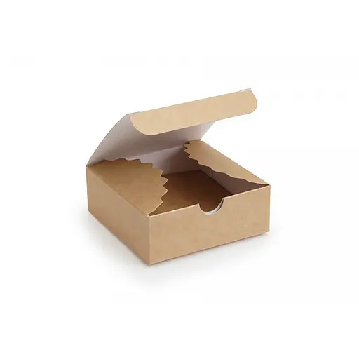 Мини коробка для сладостей конфет, пастилы, мармелада, маршмеллоу 83×83×30 мм, крафт коричневая, с вкладкой, Vals Крафт 87502 - фото 1