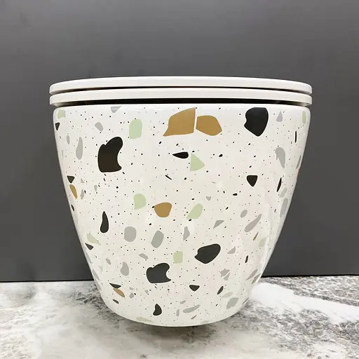 Подвесной унитаз VBI Vulcano terazzo VBI-020409, Белый - фото 4