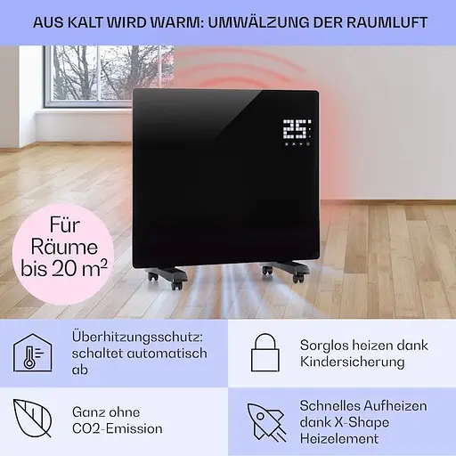 Конвекторний обігрівач Klarstein Bornholm 1000 Вт чорний (10031981)  - фото 4