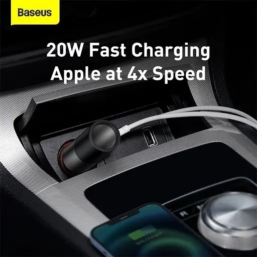 Автомобільний зарядний пристрій Baseus Share Together Fast Charge Car Charger Cigarette Lighter Expansion Port Сірий - фото 3