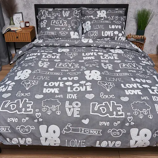 Пододеяльник Moon&Star Микросатин Premium Love Script Полуторный Евро 160x220 см - фото 2