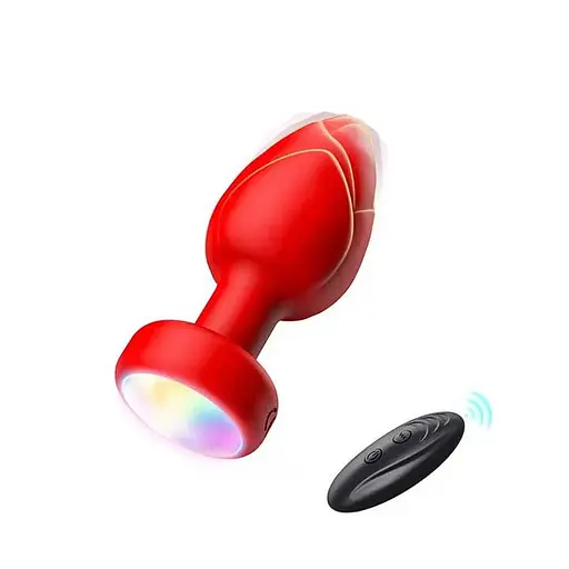 Анальна пробка, що світиться, з вібрацією та ПУ Light Anal Plug 3,5*9 см червоний - фото 1