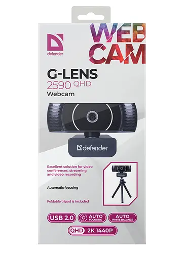 Веб-камера Defender G-lens 2590 QHD 2K 3.7Мп 1440p з прищіпкою Чорний - фото 8