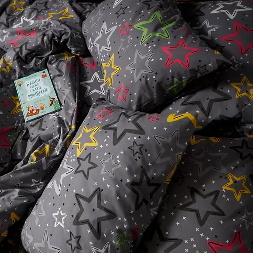 Комплект постільної білизни Moon&Star Бязь Gold Люкс Cosmic Party King Size 220x240 наволочки 4х70х70 - фото 7