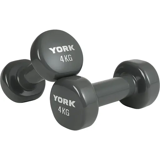 Гантели для фитнеса York Fitness виниловые круглые 2х4кг серый